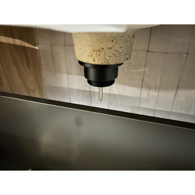 Saniclass Holz Base Badkamermeubelset - 100cm 1 keramische ovalen wasbak wit 1 kraangat 1 lade donker eiken SHOWROOMMODEL