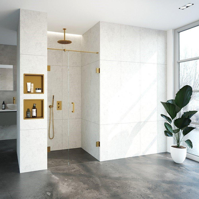 BRAUER Void nisdeur 2-delig helder glas 100x200 omkeerbaar met draaideur 60 aan muur incl. glascoating PVD goud