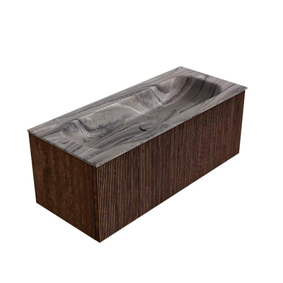 MONDIAZ KURVE-DLUX 110cm badmeubel kleur Walnut met 1 lade en 0 deuren. Wastafel BIG MEDIUM Midden zonder kraangat Sombra.