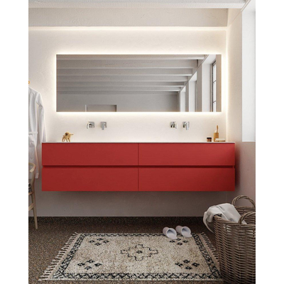 Mondiaz VICA ensemble de meuble de salle de bain - 200cm - meuble sous-vasque fire - 4 tiroirs - lavabo cloud double - sans trou de robinet version XL 60cm de haut