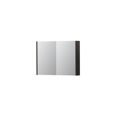 INK SPK1 spiegelkast – 80x60x14 cm – 2 deuren, dubbelzijdige spiegeldeuren – Intens eiken