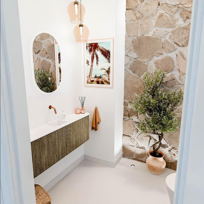 Mondiaz JOYA 123.2cm toiletmeubel - ronding links en rechts kleur Dusk - Wastafel FAYE positie Midden Zonder kraangat kleur Talc.