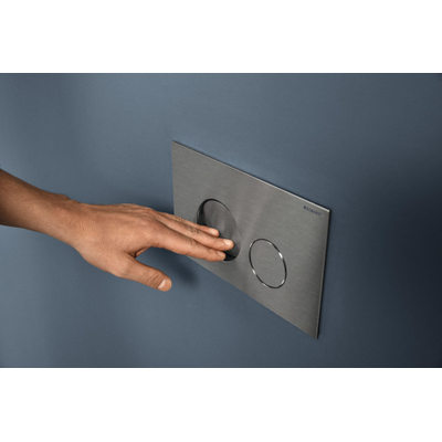 Geberit Sigma40 bedieningsplaat - 2-toets spoeling - extra dun - ronde knoppen - geborsteld rvs
