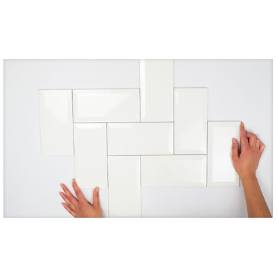 Kerabo carreau de mur metro blanc brillant 10x20 cm vintage blanc brillant