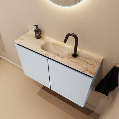 MONDIAZ TURE-DLUX 80cm toiletmeubel Clay. EDEN wastafel Frappe positie midden. Met 1 kraangat.
