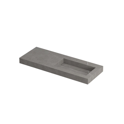 INK Pitch wastafel - 120x45x9cm - 1 wasbak rechts - 0 kraangaten - drain keramiek Armani grey mat
