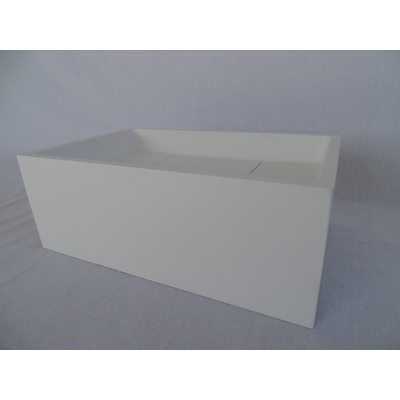 Crosstone by arcqua sophie Lave-mains avec siphon encastré solid surface 35x22x13cm blanc mat