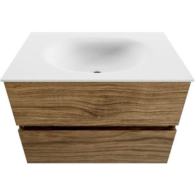 MONDIAZ VICA Badkamermeubelset - 70x50cm - 2 lades - Chai - wastafel MOON midden - 1 kraangat - Talc