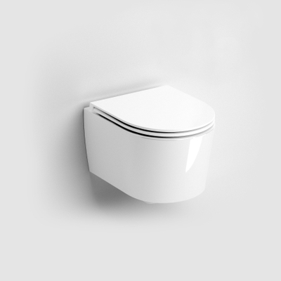 Clou InBe WC suspendu – compact – sans bride – 36,5 x 48 cm – avec abattant softclose – blanc brillant