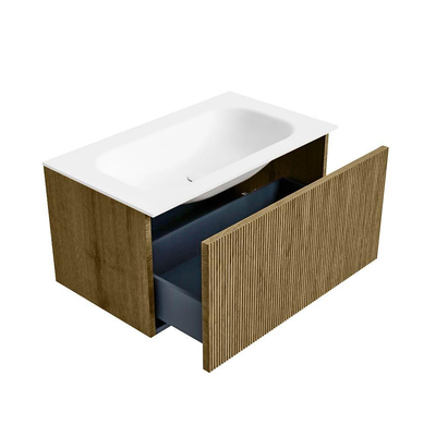 Mondiaz KURVE Badkamermeubelset - 80x46x40cm - 1 lade - wastafel solid surface - midden - zonder kraangat - Dusk