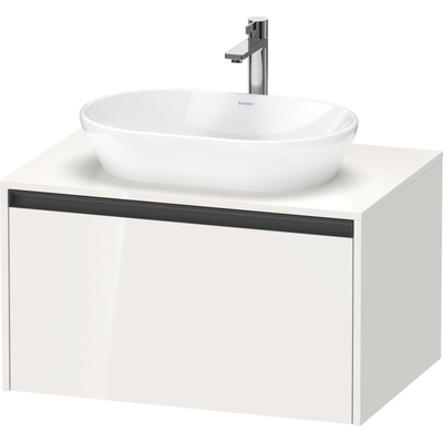 Duravit Ketho 2 meuble sous-lavabo avec plan console avec 1 tiroir 80x55x45,9cm avec poignée anthracite blanc brillant