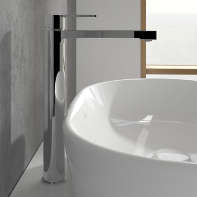 Villeroy & Boch Architectura 1 greeps wastafelkraan verhoogd - met push open afvoergarnituur - hoogglans chroom