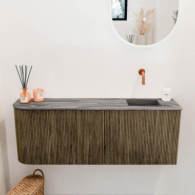 Mondiaz JOYA-DLUX 111.6cm toiletmeubel - ronding links kleur Dusk - Wastafel FAYE positie Rechts Zonder kraangat kleur Sombra.