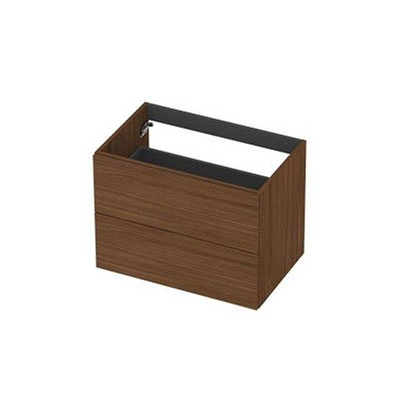 INK Wastafelonderkast - 70x45x52cm - 2 lades - opliggende grepen - MDF - Warm walnoot