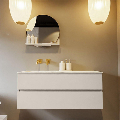 Mondiaz VICA-DLUX ensemble de meuble de salle de bain - 120cm - meuble sous lavabo lin - 2 tiroirs - lavabo encastré cloud gauche - sans trous de robinet - miroir modèle spot - version XL 60cm de haut - opalo