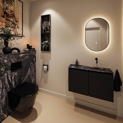 MONDIAZ TURE-DLUX 80cm toiletmeubel Urban. EDEN wastafel Lava positie rechts. Zonder kraangat.
