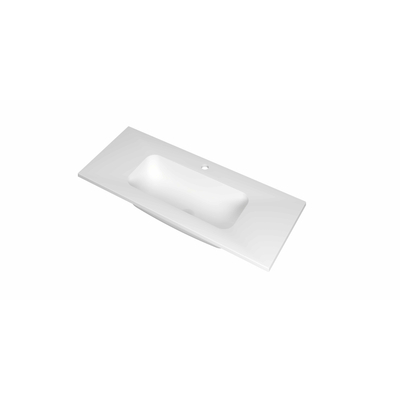 INK Reflekt lavabo - 100x40x1.5cm polystone centre avec 1 trou de robinet - blanc mat