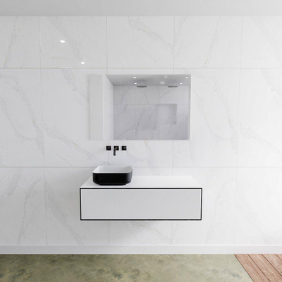 Mondiaz Lagom Meuble salle de bains 110x30.9x45cm Solid Surface Urban 1 tiroir avec lavabo BINX vasque à poser Gauche sans trous de robinet