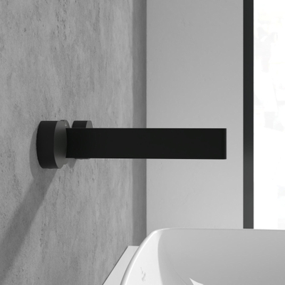 Villeroy & Boch Dawn wastafeluitloop set - zonder pop up afvoergarnituur - wandmontage afbouwdeel - mat zwart