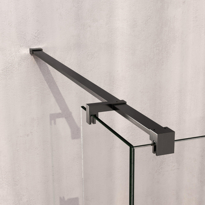 BRAUER Oblivion Inloopdouche - 110x200cm - 30cm zijwand - glascoating - helder glas - geborsteld gunmetal PVD