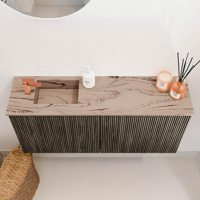 Mondiaz JOYA-DLUX 90cm toiletmeubel - kleur Shadow - Wastafel FAYE positie Links 1 kraangat kleur Arena.