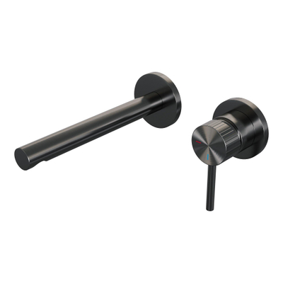 Brauer Stripe wastafelkraan - model A1 - inbouw - laag - rechte uitloop - PVD - gunmetal