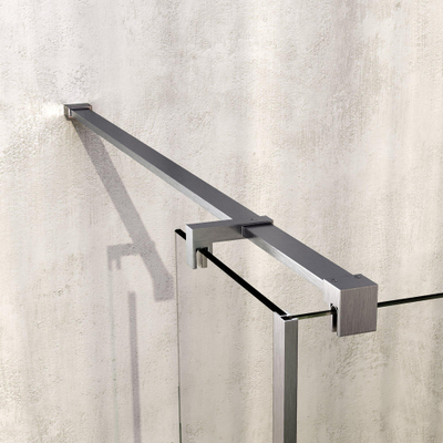 BRAUER Oblivion Douche à l’italienne - 90x200cm - paroi latérale 40cm - revêtement verre - verre clair - Acier inoxydable brossé PVD