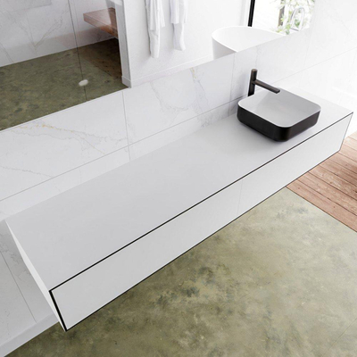 Mondiaz Lagom Meuble salle de bains 200x30.9x45cm Solid Surface Urban 2 tiroirs avec lavabo BINX vasque à poser Droite 1 trou de robinet