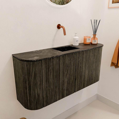 Mondiaz JOYA-DLUX 93.2cm toiletmeubel - ronding links en rechts kleur Shadow - Wastafel FAYE positie Midden Zonder kraangat kleur Lava.