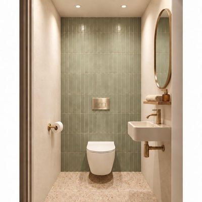 Adema Salina 2.0 Ensemble WC - 48.5x36x32cm - cuvette profonde - sans bride - réservoir encastré QeramiQ - softclose - quickrelease - abattant WC - plaque de commande métallique or brossé - boutons rectangulaires - blanc