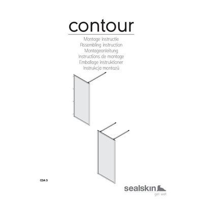 Sealskin Contour inloop douche type A3 88 cm breed, 200 cm hoog, RVS, 6 mm helder veiligheidsglas