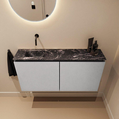 MONDIAZ TURE-DLUX Meuble toilette - 100cm - Plata - EDEN - vasque Lava - position gauche - sans trou de robinet