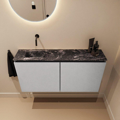 MONDIAZ TURE-DLUX Meuble WC 100 cm Plata. Lavabo EDEN Lava position gauche. Sans trou de robinet.