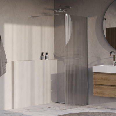 BRAUER Oblivion Paroi de douche à l'italienne - 100x200cm - verre cannelé clair - revêtement en verre - chrome brillant