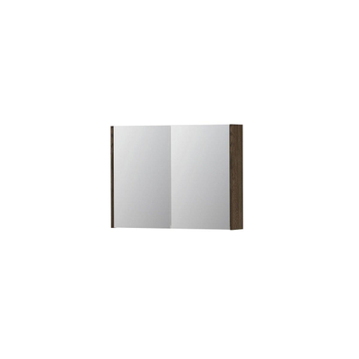 INK SPK1 spiegelkast – 80x60x14 cm – 2 deuren, dubbelzijdige spiegeldeuren – Massief eiken Charcoal