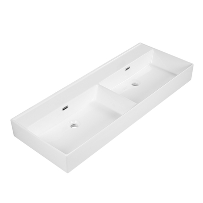 Saniclass Legend Meuble lavabo - 120.5x47x12cm - trop-plein - 2 lavabos - sans trou de robinet - céramique - brillant
