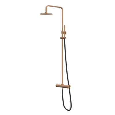 IVY Concord Ensemble de douche de pluie - apparent - douche de tête medium 25 cm - douchette bâton - AISI 316 - cuivre brossé mat PVD