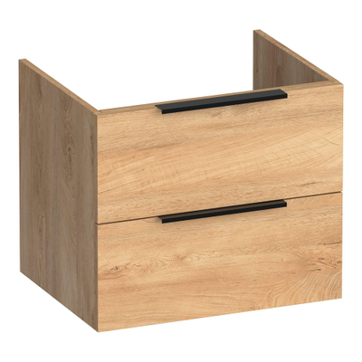 BRAUER Elevate meuble sous-lavabo 60 sans poignées rapportées 2 tiroirs à fermeture progressive et 1 découpe pour siphon - Forest Tan