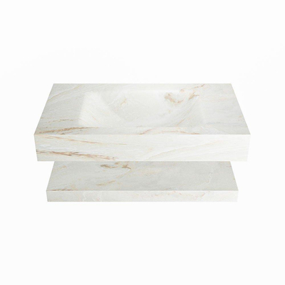 Mondiaz ALAN-DLUX Ensemble de meuble - 80cm - meuble Frappe mat - 0 tiroirs - Lavabo Cloud Frappe suspendu - vasque Centre - 0 trous de robinet