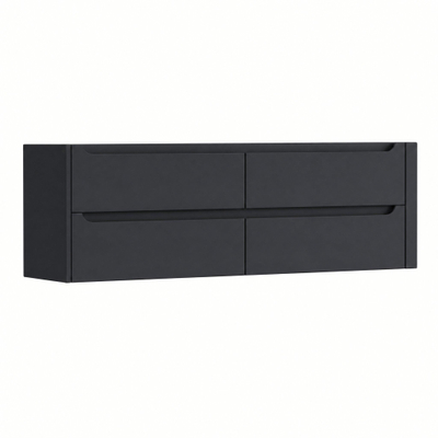 H&R Badmeubelen Juice Wastafelonderkast - 160x45x50cm - rechterhoek afgerond - 4 lades - geïntegreerde greep - Dark blue mat