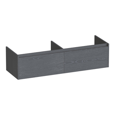 BRAUER Embrace wastafelonderkast - 139x35x45.5cm - 2 softclose lades - greeploos - 2 sifon uitsparingen - Timber Grey