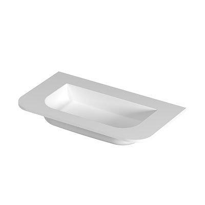 INK Modi Lavabo - 80x45x1.7cm - encastré - coins arrondis - sans trou de robinet - polystone - blanc mat