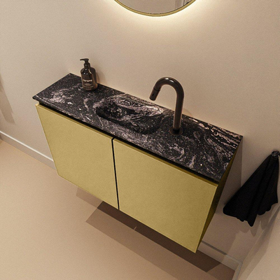 MONDIAZ TURE-DLUX Meuble de toilette 80 cm Oro. EDEN lavabo Lava position centrale. Avec 1 trou de robinet.