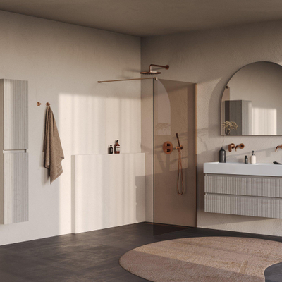 BRAUER Oblivion Inloopdouche - 90x200cm - glascoating - brons glas - geborsteld koper PVD