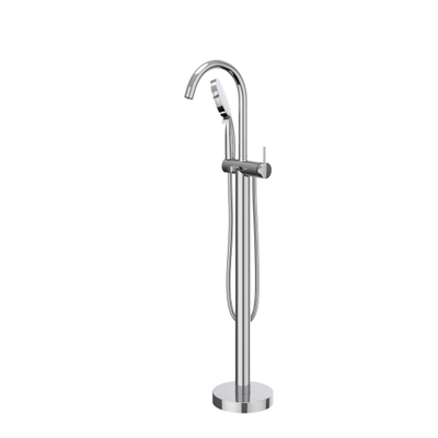 IVY Bond Robinet de baignoire sur pied - douchette à main - 3 positions - flexible de 150 cm - bec pivotant - chrome