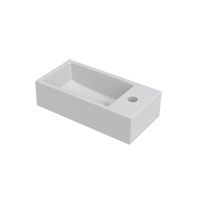 Riho Livit Tiny lave-mains - 1 trou de robinet à droite - 41x20.5x10.5cm - polybéton blanc