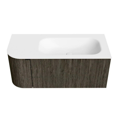 Mondiaz KURVE Badkamermeubelset - 105x46x40cm - 1 lade - 1 deur - wastafel solid surface - rechts - zonder kraangat - Shadow