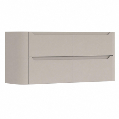 H&R Badmeubelen Juice Wastafelonderkast - 120x45x50cm - linkerhoek afgerond - 4 lades - geïntegreerde greep - beige mat