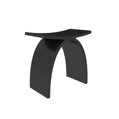 ZEZA Solid Tabouret de salle de bains - 43x23,5x43 cm - solid surface - noir mat