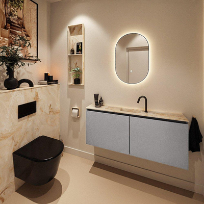 MONDIAZ TURE-DLUX Meuble toilette - 120cm - Plata - EDEN - vasque Frappe - position centrale - 1 trou de robinet